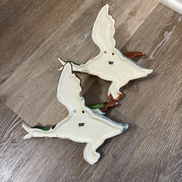 Vtg Mallard Duck Flying Ceramic Wall Hanger Pocket Planter Hunting Cabin Japan - Picture 5 of 9